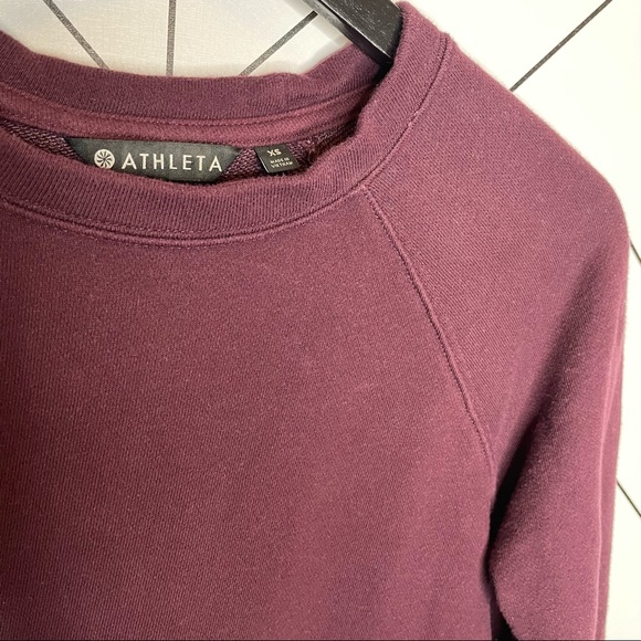 Athleta | Dynamic Crew Pullover Sweatshirt Top Burgundy Size XS - Picture 4 of 9